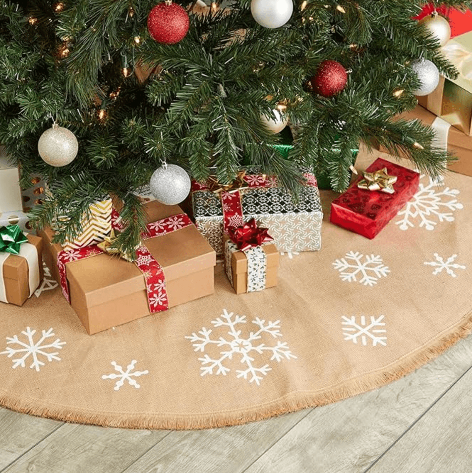 Neutral Holiday Decor - Burlap Tree Skirt